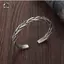 Nam Vintage Bạc Thái Xoắn Dệt Mở Lắc Tay Có Thể Điều Chỉnh Vòng Tay Trung Tính Cho Quà Tặng Sinh Nhật Phụ Kiện Thời Trang Mới