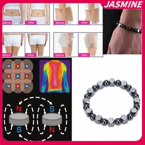 JASMINE Hạt Hematite Từ Tính Co Giãn Chăm Sóc Sức Khỏe Vòng Tay Nam Lắc Tay Trang Sức JASMINE