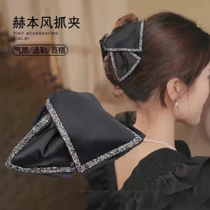 Hepburn Phong Cách Nơ Kim Cương Giả Tóc Lớn Đầu Lưng Tính Khí Cá Mập Kẹp Lấy Kẹp 2024 Phong Cách Mới Mũ Đội Đầu Kẹp Tóc QFI0