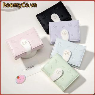 ROOMYCO Ví nhỏ ngắn dễ thương, Ví in hình mèo con thời trang, Ví đựng thẻ sinh viên Ví đựng tiền xu Túi ID nữ Túi đựng tiền