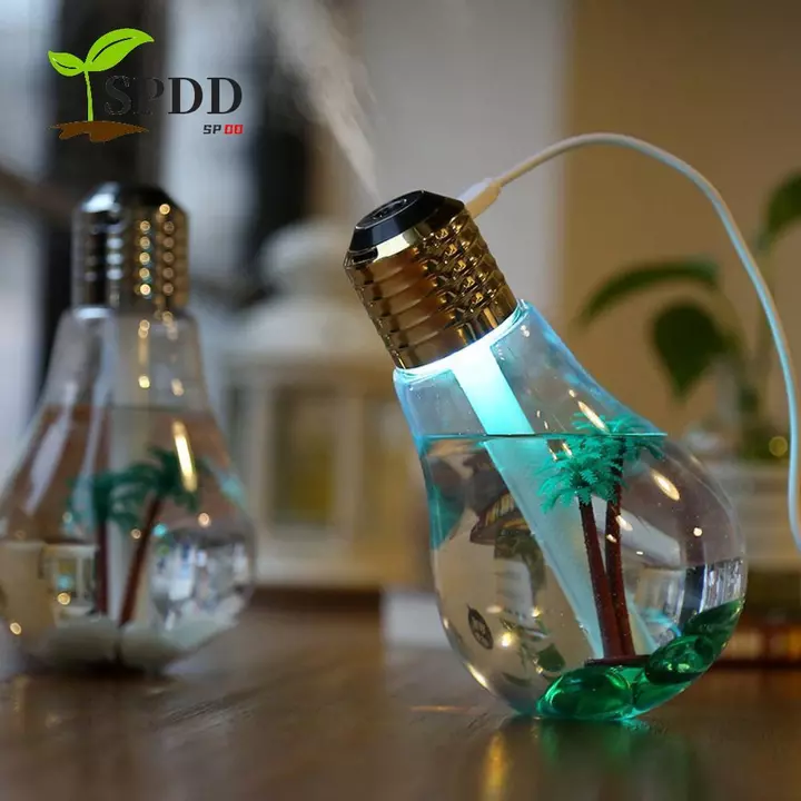 Máy tạo độ ẩm hình bóng đèn SPDD, Máy tạo độ ẩm nhỏ có kích thước nhỏ gọn, tạo độ ẩm hiệu quả Thiết kế đáng yêu Thiết kế sáng Máy độ ẩm tính để bàn kích thước di động Không gian văn phòng