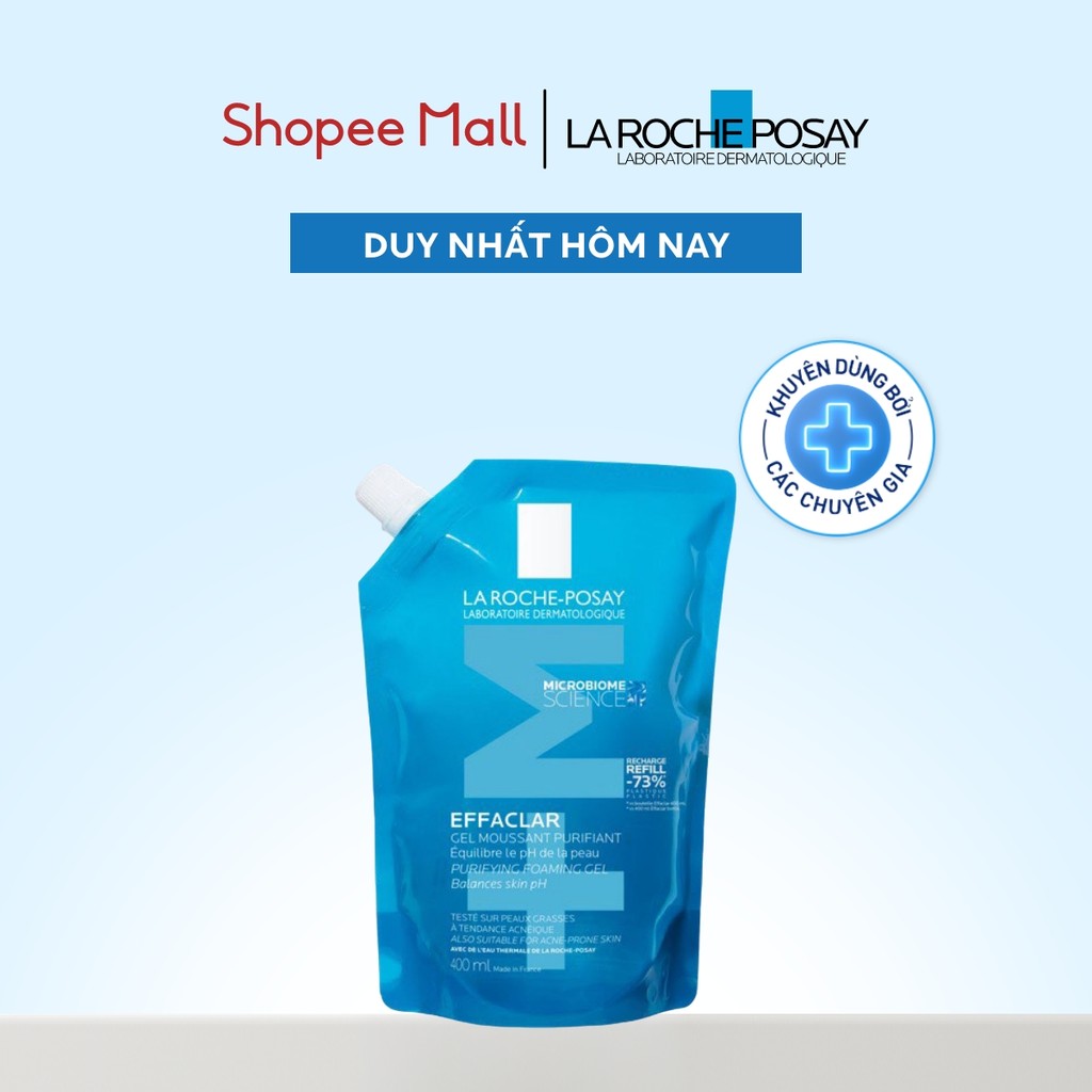 [ĐỘC QUYỀN ONLINE] Gel rửa mặt cho da dầu mụn nhạy cảm Effaclar Foaming Gel 400ml (Túi refill)