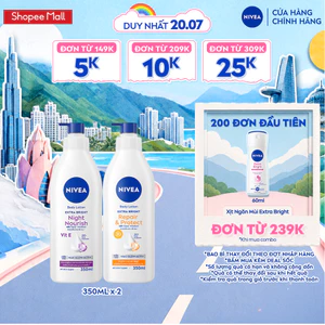 Bộ 2 Sữa Dưỡng Thể NIVEA Ngày Và Đêm Dưỡng Sáng Da | Phục Hồi | Bảo Vệ Da (350 ml) - 98412+88311