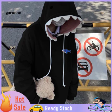 GAR Nam Áo hoodie cá mập sành điệu Áo hoodie vui nhộn Miếng dán cá mập Áo hoodie – Áo thun dáng rộng thể thao sành điệu ấm cúng dành cho cặp đôi Áo len mùa thu hoàn hảo cho nam giới cho đông nam