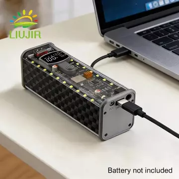 Vỏ sạc dự phòng LIUJIR, Màn hình kỹ thuật số Hộp lưu trữ pin 18650 trong suốt, Màn hình LED dung lượng lớn 8 khe cắm Bộ sạc dự phòng nhanh có thể tháo rời để sạc