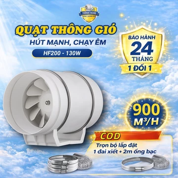 Quạt Hút Khói Bếp HF200 Chính Hãng – Quạt Thông Gió Hút Mùi 130W Công Suất Lớn, Chạy êm, Tiết Kiệm điện