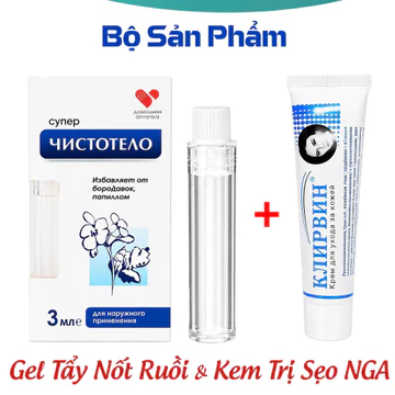 COMBO Kem sẹo Klirvin Nga, xoá nốt ruồi Nga, Kem mờ sẹo thâm, mờ sẹo lồi lõm,rạn da