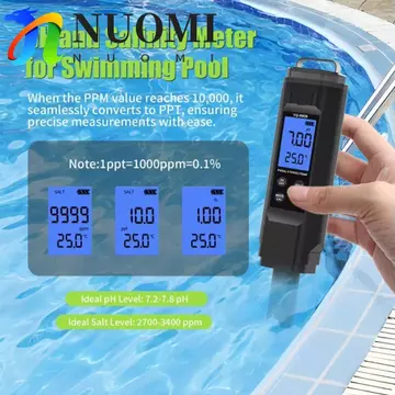 Bút kiểm tra nước gia đình NUOMI, Màn hình kỹ thuật số LCD Máy đo chất lượng nước 5 trong 1, Bút kiểm tra nước đa chức năng chống Máy đo PH kỹ thuật số có độ chính xác cao Bể bơi