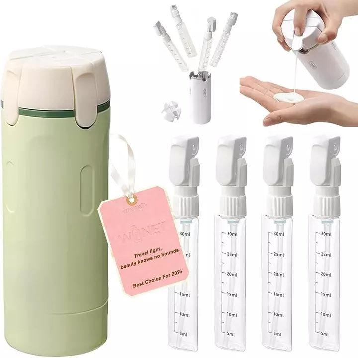 Chai đựng du lịch 4 trong 1, Chai du chống rò rỉ cho đồ vệ sinh, 4 gói Hộp đựng kích thước du lịch có thể nạp lại 30ML cho dầu gội, máy phát sóng, thiết yếu du lịch (Xanh)