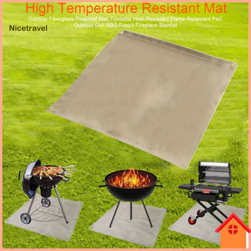[NTL] Thảm nướng chống cháy Thảm trải sàn chống cháy Thảm chống cháy bằng sợi thủy tinh có thể gập lại ngoài trời – Ngọn lửa chịu nhiệt Bbq Grill Chăn an toàn lò sưởi lò sưởi cho sân sau cắm trại