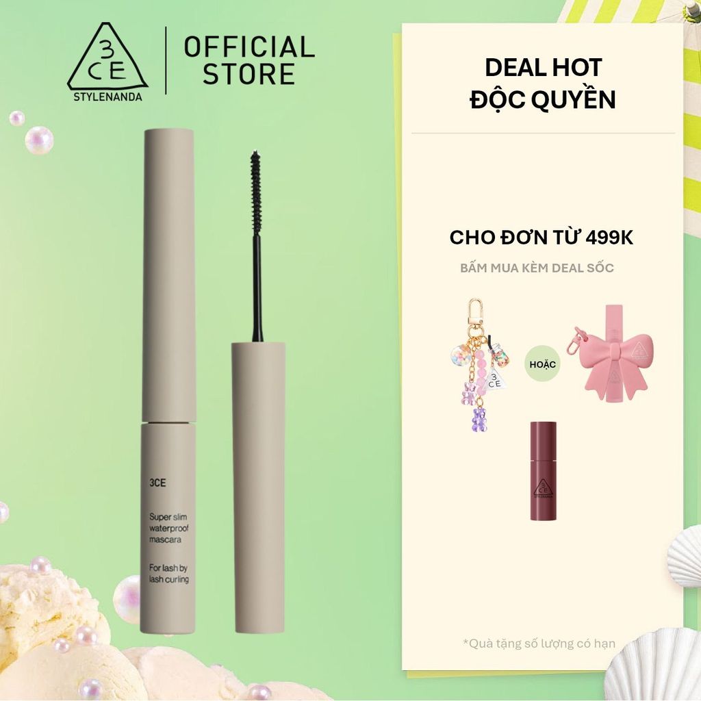 Chuốt Mi 3CE Super Slim Waterproof Mascara Siêu Mỏng Chống Nước, Lâu Trôi