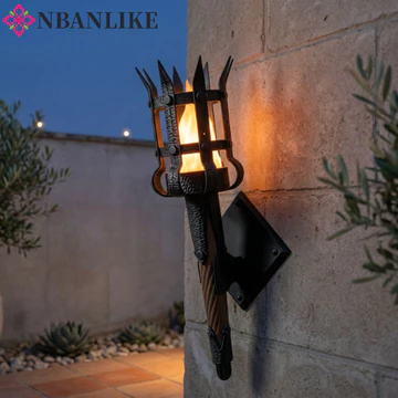 Đèn treo tường đèn pin thời trung cổ NBANLIKE, Đèn pin kép Led chiếu sáng Đèn pin giả Đèn pin treo tường, Đèn pin trang trí chủ đề tưởng tượng Bàn-Base in 3D Halloween Ngọn lửa ngọn đuốc ánh sáng Ngôi