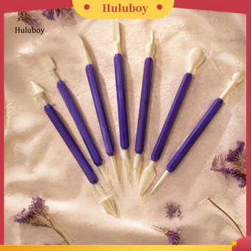 Huluboy| Dụng cụ thủ công nhà bếp Dụng cụ trang trí bánh 8 chiếc Bộ dụng cụ điêu khắc Fondant có tay cầm chống trượt – Bộ trang trí bánh tự làm để chế tạo đường hoa cho Đông Nam