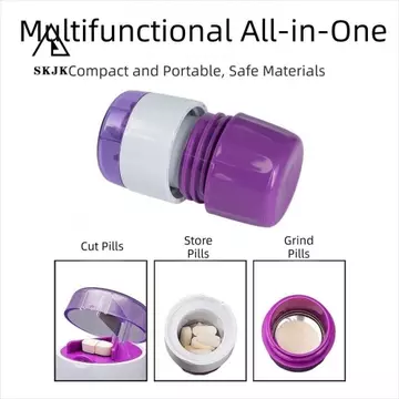 Máy nghiền thuốc 3 trong 1 SKJK, Máy cắt thuốc đa chức năng bằng thép không gỉ chống bụi, Bộ chia chống nước Cắt chính xác Hộp đựng thuốc di động tại nhà