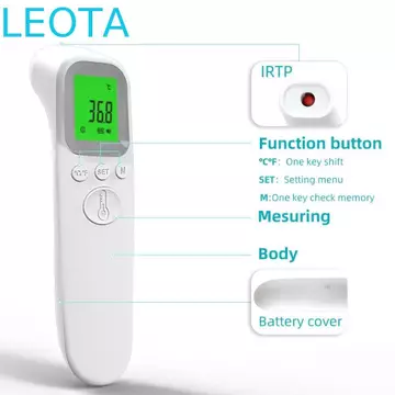 Nhiệt kế hồng ngoại kỹ thuật số LEOTAKF, Máy đo nhiệt độ đa chức năng không tiếp xúc, Máy đo nhiệt độ cầm tay chính xác thực Dễ sử dụng Máy đo nhiệt kế cầm tay Đầu trước / Thân máy