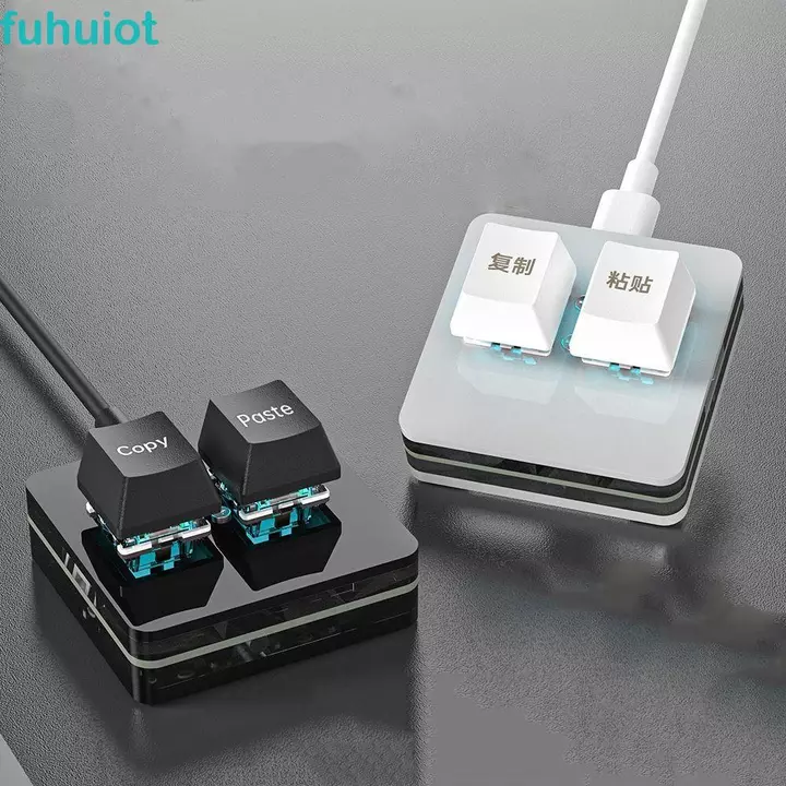 FUHUIOT Copy Paste Bàn Phím, Mini Acrylic Tùy Chỉnh Mini 2 Phím Bàn Phím, Phụ Kiện Bàn Phím Bàn Phím Phím Cơ Giao Diện Type-c 2 Phím Bàn Phím Mini Văn Phòng