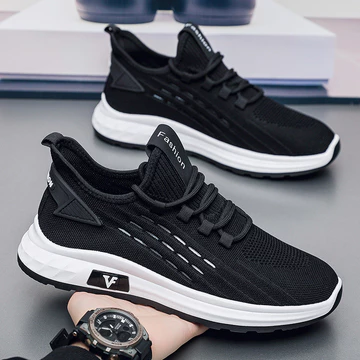 Giày thể thao nam mùa xuân/hè thoáng khí Flyknit, giày vớ, giày chạy bộ nam, giày thể thao thoải mái, giày nam thời trang thể thao ngoài trời