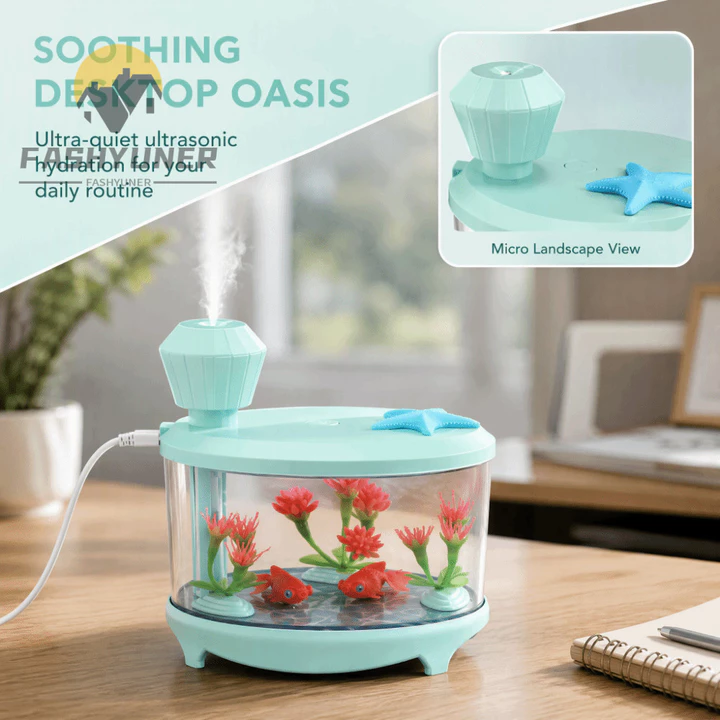Máy tạo độ ẩm tinh dầu FASHYUNER, Máy tạo độ ẩm bằng hương liệu ABS + Linh kiện điện tử Máy tạo độ ẩm phong cảnh Mini, Máy tạo độ ẩm tiếng ồn thấp màu xanh lá cây