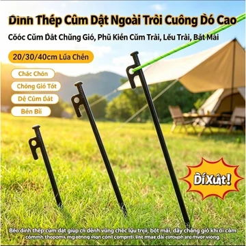 Móng tay bằng thép để cố định Vải mái lều ngoài trời, Cắm trại, Làm vườn móng tay cắm trại, Móng tay chống gió, Phụ kiện cắm trại, Độ bền cao, Lều cố định chắc chắn và Vải che bóng.