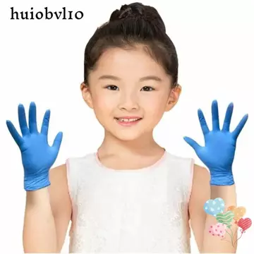 HUIOBVLVN 5 Đôi Găng Tay Dịch Vụ Thực Phẩm, Găng Tay Nitrile Dùng Một Lần Đa Năng Trẻ Em, Tranh Thủ Công Vệ Sinh Gia Đình Găng Tay Nấu Ăn Cao Su Miễn Phí
