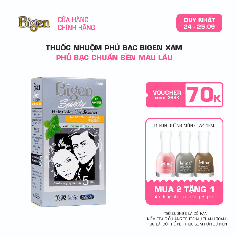 Thuốc Nhuộm Tóc Phủ Bạc Tại Nhà Bigen Xám - Phủ Bạc Thảo Dược, Dưỡng Tóc Mềm Mượt 80ml