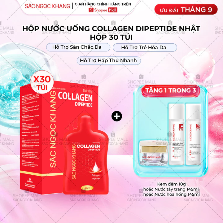 Nước Uống Đẹp Da Collagen Dipeptide Sắc Ngọc Khang (Hộp 30 Túi) - Cải Thiện Nếp Nhăn, Dưỡng Da Tươi Trẻ