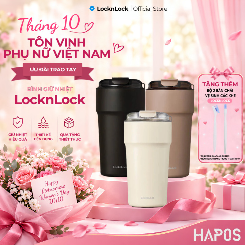 Bình giữ nhiệt phủ sứ LocknLock 500ml LHC4357 Metro Cafe Tumbler, Hàng chính hãng, chất liệu thép không gỉ - HAPOS LOF