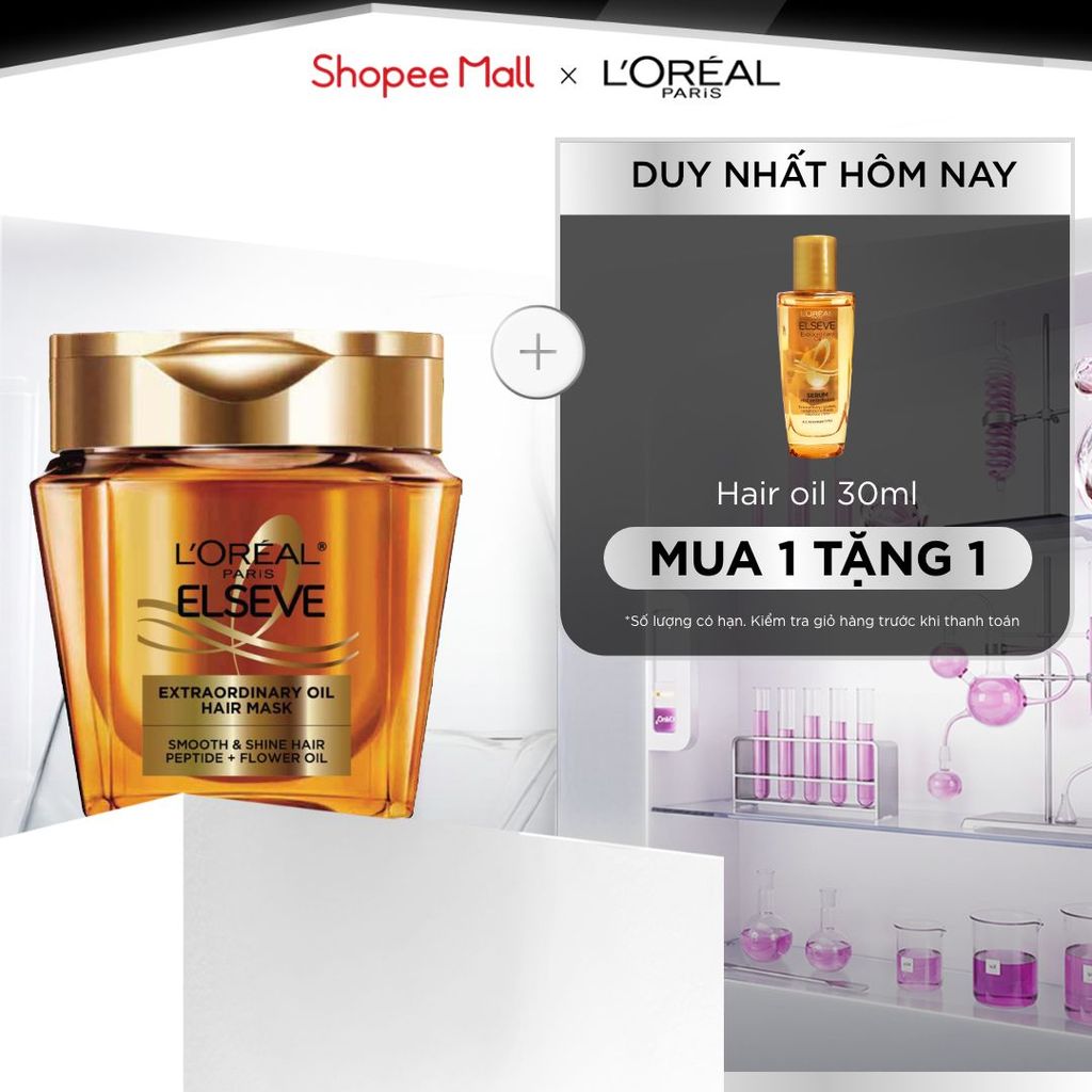 Mặt nạ ủ tóc chuyên sâu gold peptide phục hồi hư tổn giúp suôn mượt tóc L’Oreal Paris Extraordinary Oil Mask 250ml