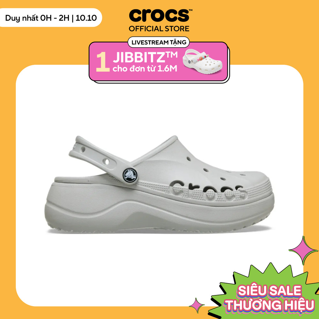 Giày Clog Nữ Crocs Baya Platform - Pearl - 208186-101