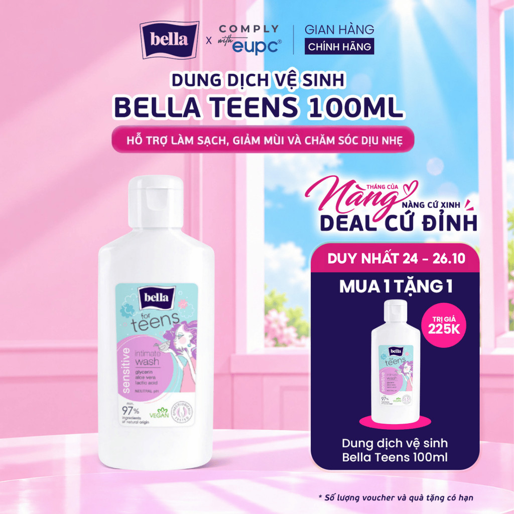 Dung Dịch Vệ Sinh Bella Teens Hỗ Trợ Làm Sạch, Giảm Mùi Cho Tuổi Teens, Phụ Nữ Da Nhạy Cảm - Chăm Sóc Dịu Nhẹ Hàng Ngày