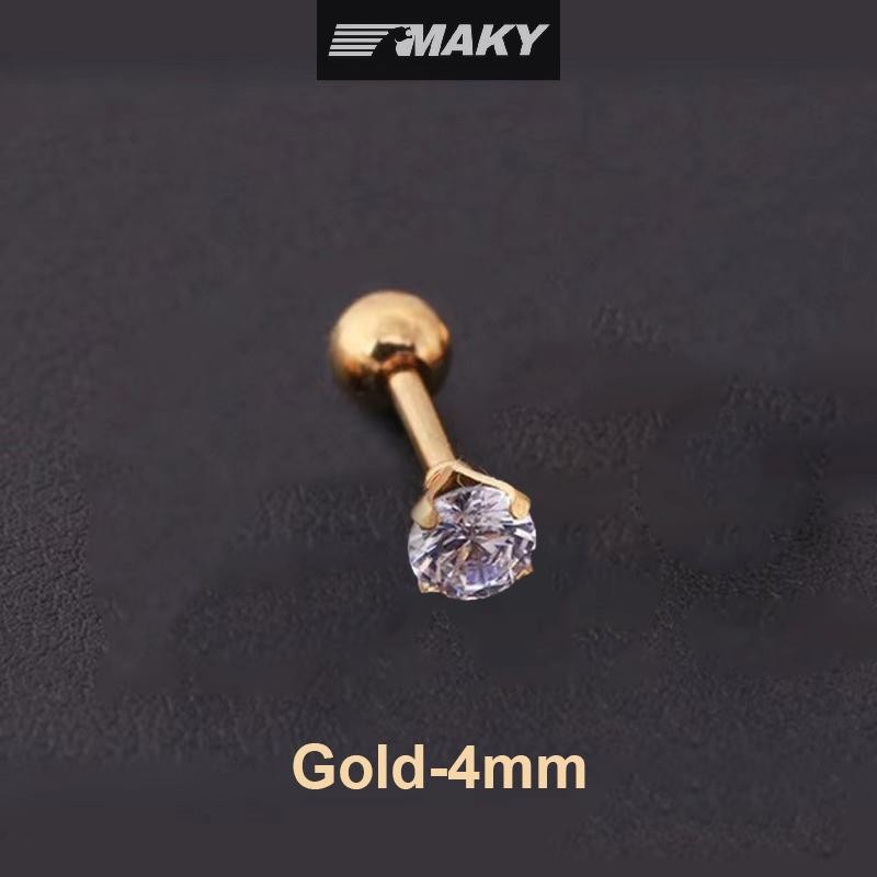 Newwellknownepic 1 Cái 4 Prong Bông Tai Đính Kim Cương Giả Dành Cho Nữ / Nam Tragus Sụn Tiêu Chuẩn Lobe Trang Sức Quà Tặng VN