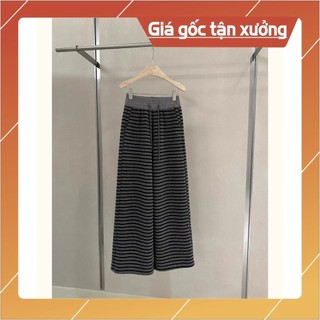 Quần ống rộng sọc tương phản thoải mái phong cách retro Hàn Quốc