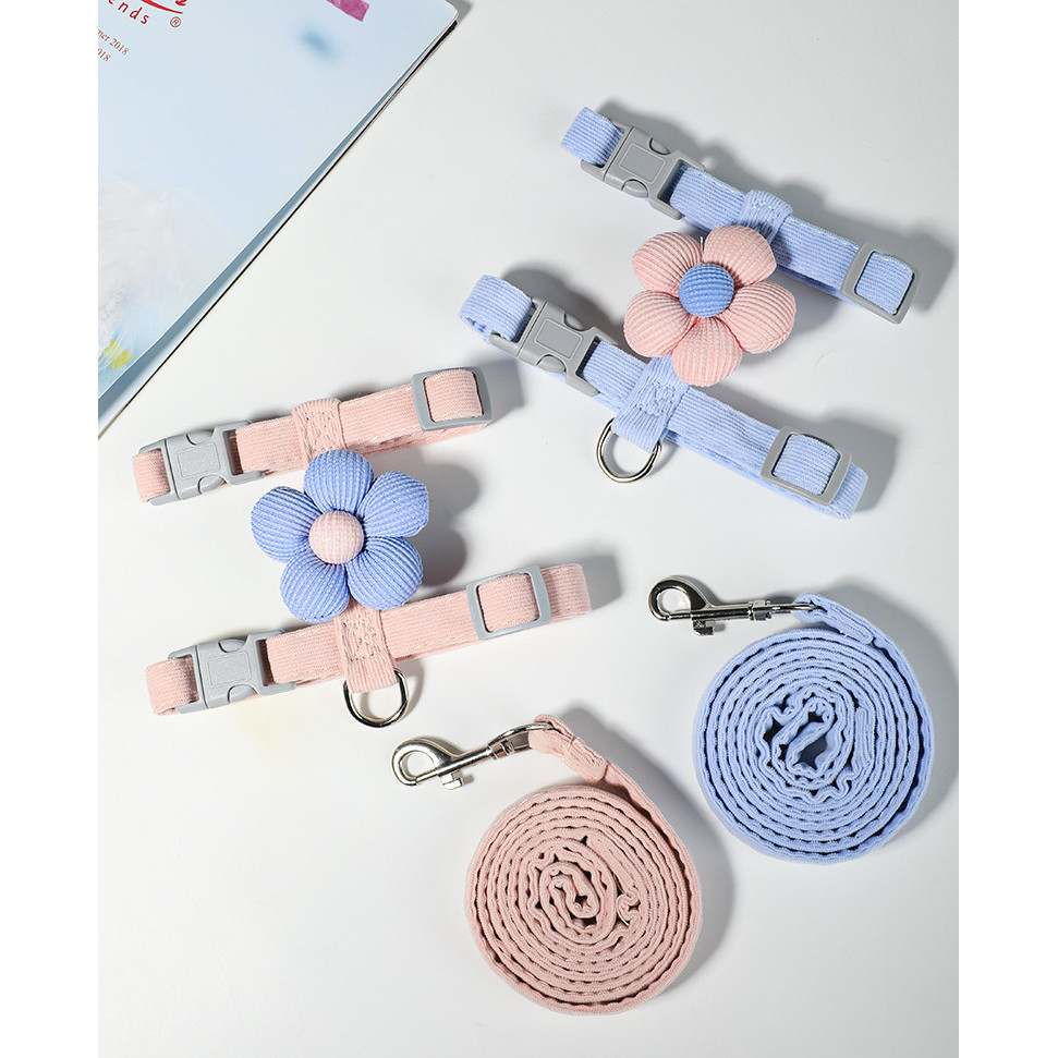 【Ready Stock】 Cat Cartoon Hand Holding Rope Outing Anti Breaking Loose I-Shaped Adjustable Pet Special Muppet Teddy Small Dog RlLK