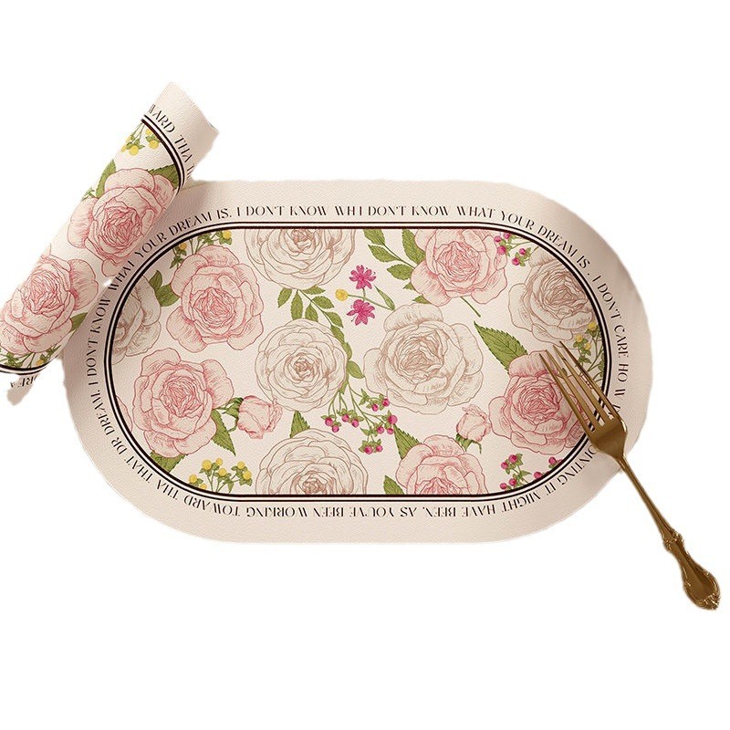 Mỹ Hình Bầu Dục Placemat Cách Nhiệt Chống Thấm Nước Dầu Dùng Một Lần Da Phương Tây Placemat Hộ Gia Đình Bộ Đồ Ăn Đĩa Ăn Thảm Bát Thảm