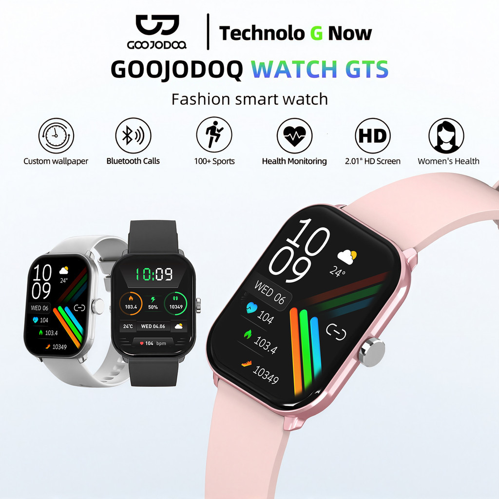 Đồng hồ thông minh GOOJODOQ chống nước IP68 theo dõi nhịp tim thực tế, oxy trong máu, chế độ chờ lâu