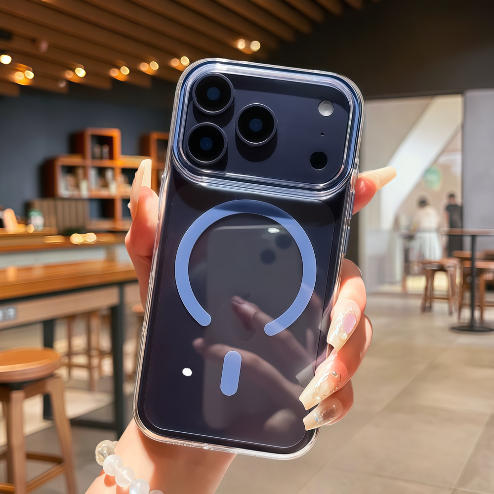 Ốp điện thoại từ tính màu trong suốt cao cho IPhone 17 Pro Max 12 13 14 15 16 Pro Max Bảo vệ ống kính chống rơi Vỏ cứng Vỏ bảo vệ điện thoại