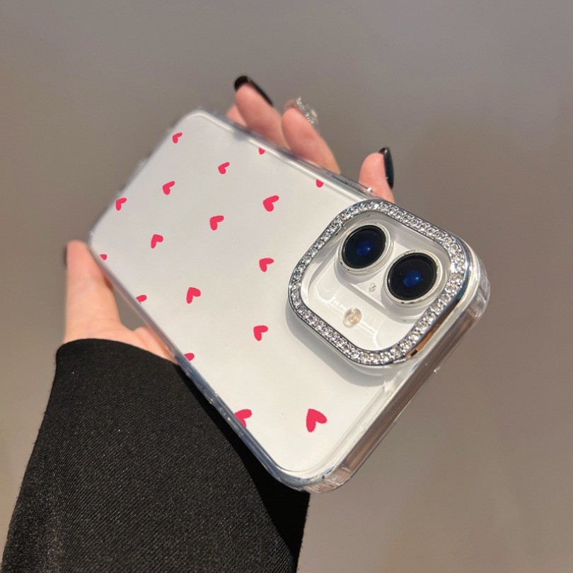 Ốp điện thoại trong suốt mềm hình trái tim tình yêu lấp lánh Bling sang trọng cho Realme C75 C75X C63 C61 C55 C51 C30 C30S C33 C35 C20