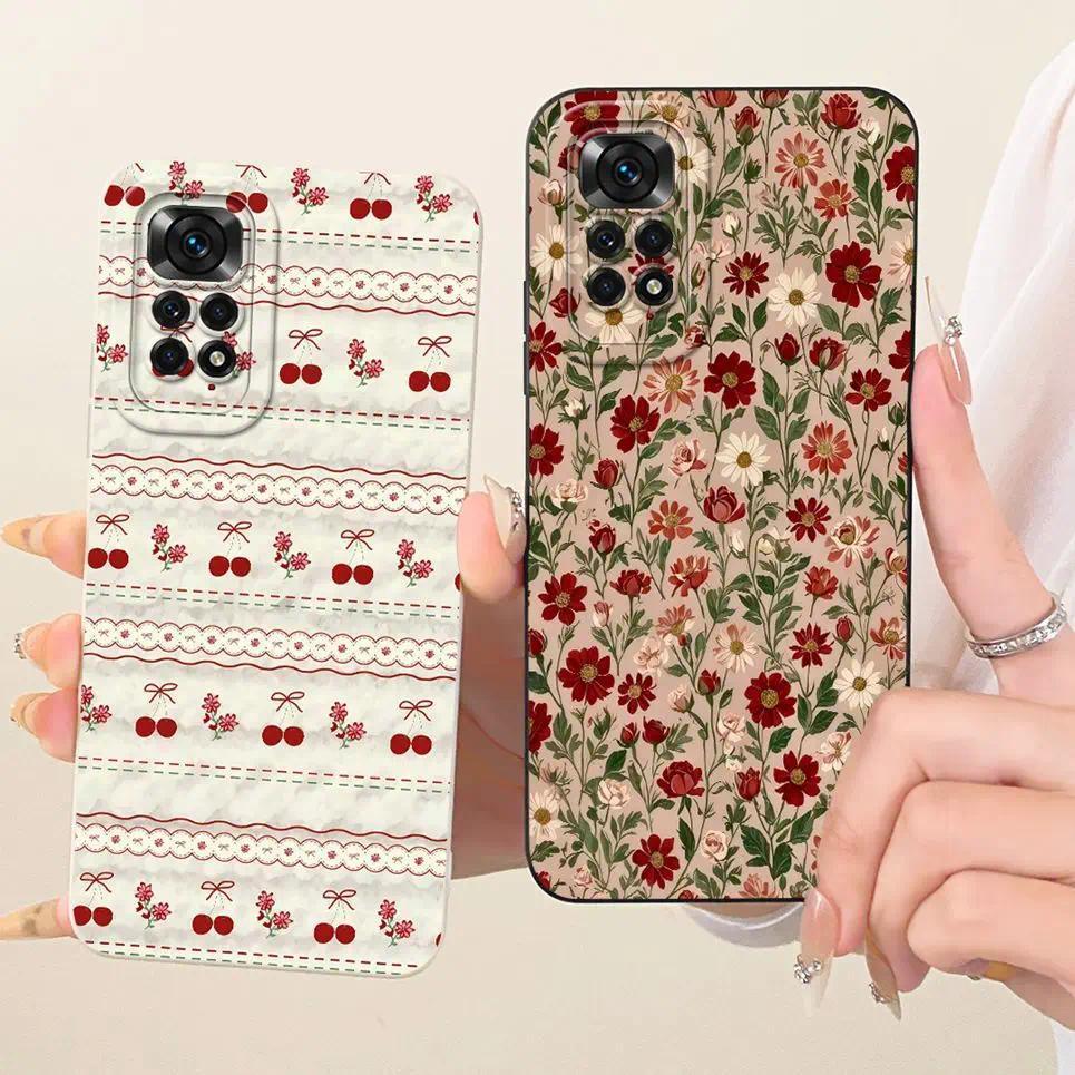 Ốp Điện Thoại In Hình Mèo Bướm Hoa Cho Xiaomi Redmi Note 11 11s 11 Pro Vỏ Silicon Lỏng Cho Redmi Note11 Pro