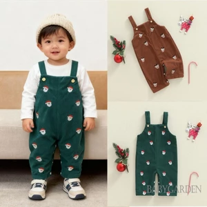 Áo liền quần Giáng sinh cho bé trai không tay cổ vuông hoạt hình thêu treo áo liền quần