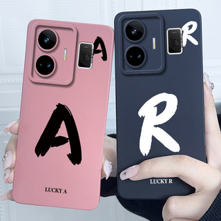 Dành Cho Realme GT Neo 5 / Realme GT3 240W Ốp Lưng May Mắn Chữ Cái Ban Đầu Silicon Mềm Mờ Ốp Lưng Điện Thoại Cho Realme GT Neo5 Vỏ