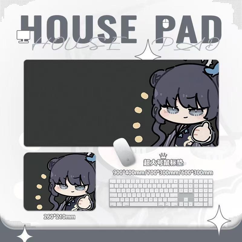 Tấm lót chuột Chibi Blue Archive - Thảm để bàn phiên bản Arona & Plana Q, Đế chống trượt dày 3mm