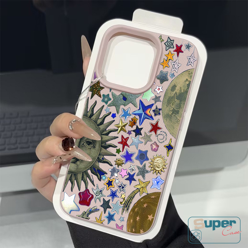 Ốp Lưng Tương Thích Cho IPhone 15 16 11 17 13 14 12 Pro Max 16 13 15 17 12 14 Pro 16 14 14 15 Plus XR X XS Max Thời Trang Mặt Trời Sang Trọng Mặt Trăng Nhiều Màu Sắc Ngôi Sao Bìa Mềm