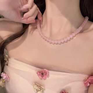 N1085 Vòng Cổ, Dây Chuyền ngọċ Trai màu hồng trong suốt Kiểu Dáng Dài Sang Trọng, Phù Hợp Với Nhiều Dịp.