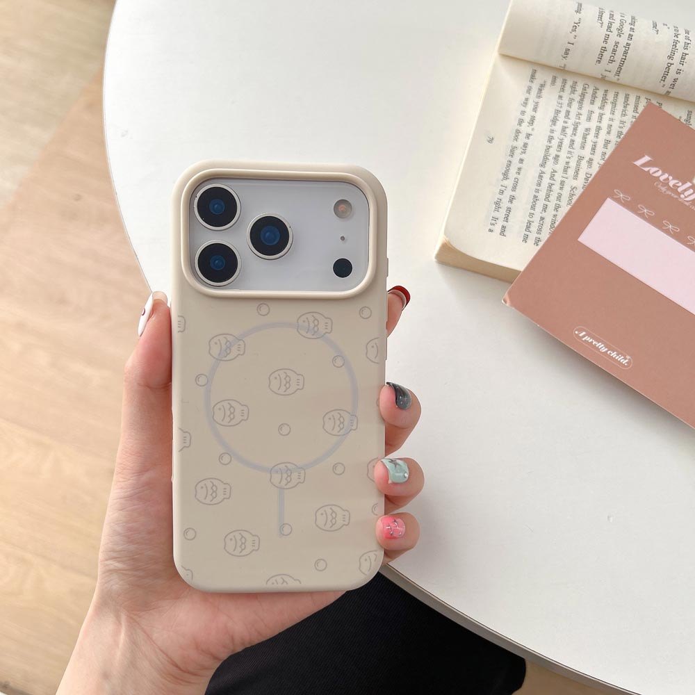 Ốp lưng TPU Tương thích với iPhone 13 14 14Pro 14ProMax 15 15Pro 15ProMax 16 16Pro 16ProMax 17 17Pro 17ProMax Vỏ nam châm họa tiết cá bong bóng