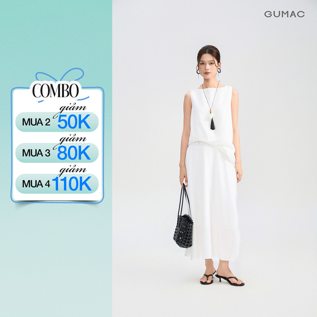 Chân Váy Nữ GUMAC Form A Xòe Lưng Thun Viền Thun Vải Tơ Nhăn Nữ Tính VG05038