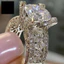 Một thế giới| Phụ nữ Đính Đá Cubic Zirconia Đính Đá dát Cưới Nhẫn Đính Hôn Trang Sức