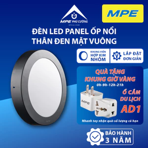 MPE - Đèn LED panel ốp nổi nhôm thân đen mặt tròn ánh sáng trắng - vàng - 3 màu công suất 12W - 18W - 24W