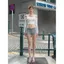 Mùa xuân hè 2026 Pure Desire Style Áo thun dài tay một vai màu trắng Slim-Fit Thiết kế thích hợp eo hẹp Hot Girl Phong cách ngắn Slimer