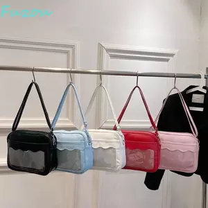 Túi Ita trong suốt FUJIZOU, Túi đeo vai đồng phục Y2K PU JK, Túi đeo chéo PVC thời trang dung tích lớn Gothic phong cách Nhật Bản Đi biển