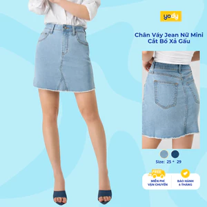 Chân Váy Denim YODY Mini Cắt Bổ Xả Gấu - Trẻ Trung, Năng Động, Thoải Mái TRA - CJN7018